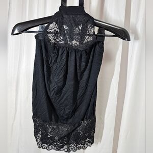 Stylish Black Halter Lace Top